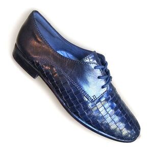 Trotters Lizzie Size 5.5 Navy Woven Leather Oxford Shoes T1858-400